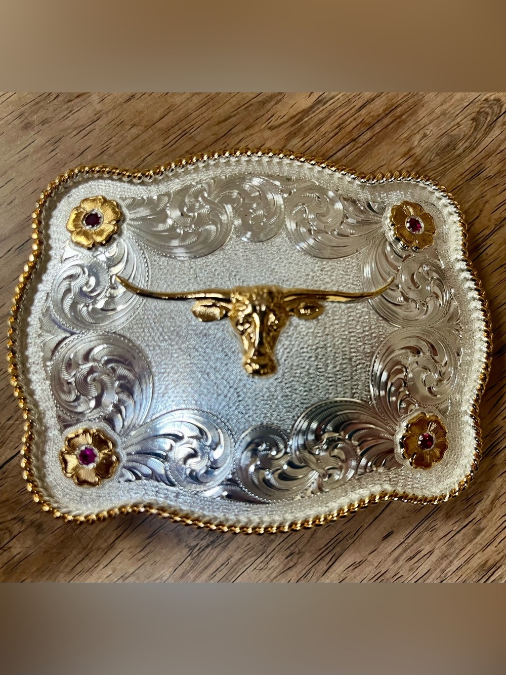 Montana Silversmiths Gold and Silver Longhorn Belt Buckle